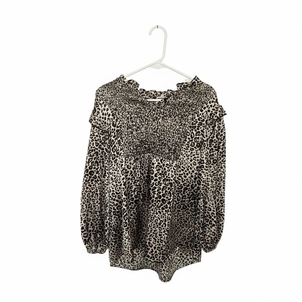 JODIFL Leopard Print Ruffle Top - Picture 2 of 4